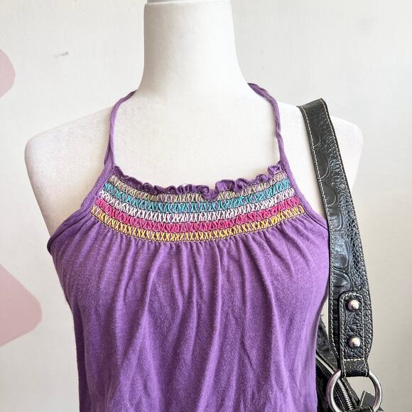 Vintage Y2K Purple Halter Tank Top 2000s Festival Clubwear Small - Picture 2 of 7